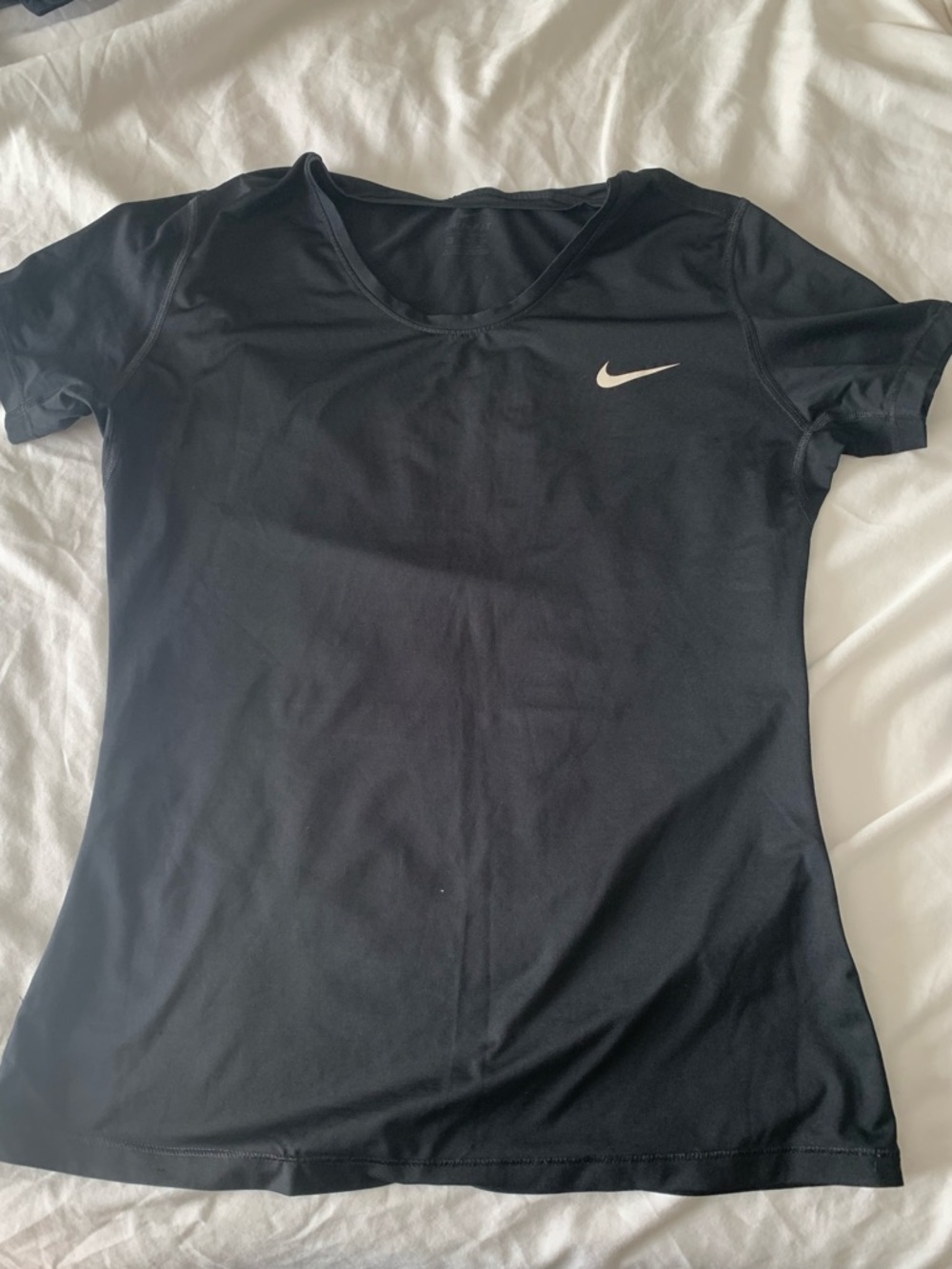 Nike Black Short Sleeve Performance Tee with White Swoosh